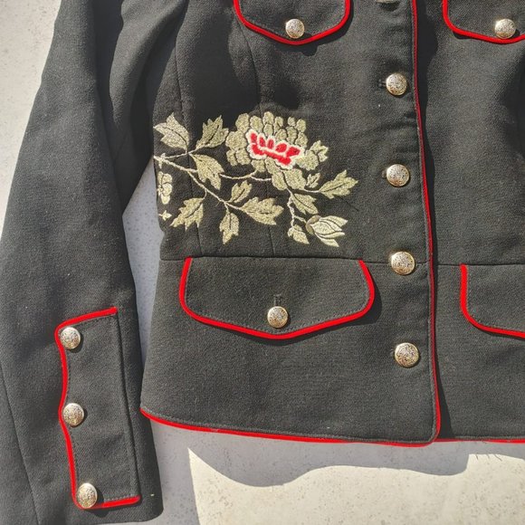 NWT Zara Trafaluc Military Style Embroidered Mandarin collar Blazer. M - Picture 6 of 14